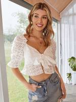  White Boho Ruffle Women Tops, Blouses  Tee 4623