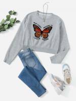 Butterfly Regular Fit Round Neck Women Sweatshirts 785