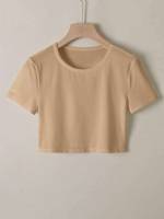  Basics Crop Short Sleeve Women T-Shirts 265