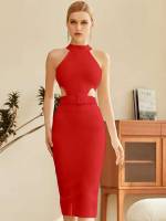 Midi Glamorous Sleeveless Halter Women Dresses 902