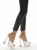 White  Women Heeled Sandals 9028