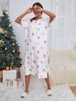 Short Sleeve White Women Nightgowns  Sleepshirts 495