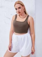 Drawstring Casual White Plus Size Shorts 2249