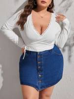 White Slim Fit Sexy Plain Plus Size Tops 8253