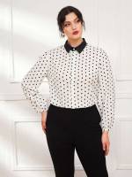  Collar White Elegant Plus Size Blouses 7445