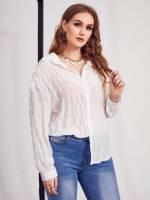 Long Sleeve Casual Regular Fit Long Plus Size Blouses 772