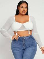 Sexy Plain Long Sleeve Plus Size Women Tops 3242