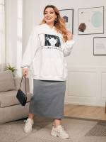 White Casual Drawstring Long Women Plus Clothing 9335