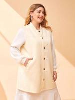 Collar Regular Fit Button Front Casual Plus Size Winter Coats 5239