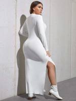 Sexy Regular Fit Split Thigh White Plus Size Dresses 196