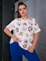 Short Sleeve Casual Regular Round Neck Plus Size T-shirts 7457