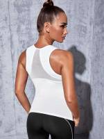 Scoop Neck Contrast Mesh Sleeveless Women Activewear 4969