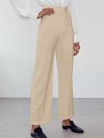 White Regular Fit Button Women Suit Pants 9278