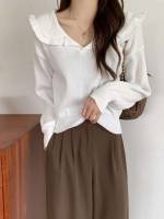 White Plain Regular Fit Casual Women Knitwear 5982