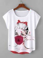  Short Sleeve Round Neck Women Tops, Blouses  Tee 3946