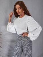 White Pleated Slim Fit Women Clothing 140