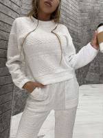 White  Plain Women Two-piece Outfits 8174