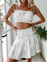 Spaghetti Strap Sleeveless Boho Appliques Women Co-ords 9123