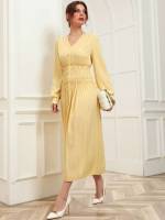 Yellow  V neck Wedding  Special 9194