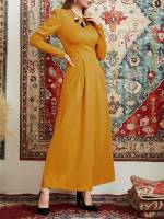  Long Sleeve Round Neck Yellow Wedding  Special 8071