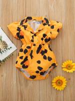 Cap Sleeve All Over Print Lapel Baby Clothing 9972