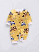  Casual Letter Baseball Collar Baby Jumpsuits 9481