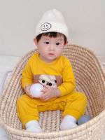  Yellow Long Sleeve Cartoon Baby Onesies 7341