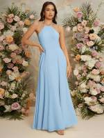 Yellow Backless Sleeveless Halter Wedding  Special 4758