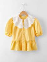 Short Sleeve Cute Peter Pan Collar Girls Blouses 456