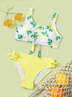 Scoop Neck Cute Yellow Kids Clothing 373