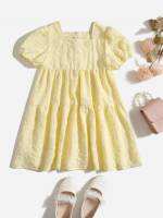  Regular Fit Square Neck Zipper Girls Dresses 9957