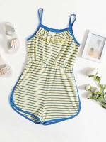 Casual Spaghetti Strap Yellow Sleeveless Girls Clothing 7233