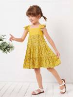  Cap Sleeve Yellow Ditsy Floral Kids Clothing 663