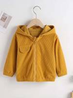 Long Sleeve Regular Hooded Yellow Toddler Boys Clothing 91