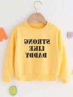 Yellow Regular Slogan Toddler Boys Clothing 817