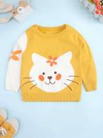 Round Neck Long Sleeve Regular Fit Toddler Girls Knitwear 601