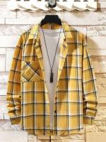 Regular Plaid Collar Men Coats 1953