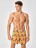  Vacation Drawstring Yellow Men Beach Shorts 9400