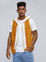  Sleeveless Colorblock Yellow Men Outerwear 3926