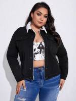  Regular Collar Plus Size Denim Jackets 3125