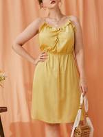 Spaghetti Strap Sleeveless Regular Fit Plain Plus Size Dresses 181