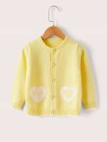 Heart Yellow Round Neck Regular Fit Toddler Girls Clothing 6795