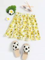  Yellow Floral Asymmetrical Kids Clothing 810