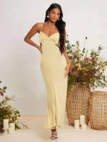 Plain Ruched Long Women Wedding Party Wear 6702