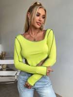  Long Sleeve Crop Slim Fit Women Tops, Blouses  Tee 1213