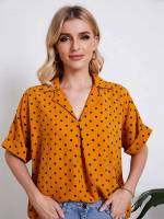  Yellow Regular Polka Dot Women Blouses 378