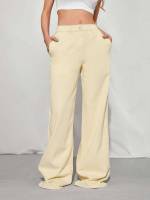 Yellow Loose Plain Women Clothing 8861