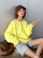 Plain Regular Yellow Women Sweatshirts 2228