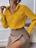  Collar Elegant Yellow Women Clothing 591