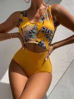  Yellow Tropical Women Clothing 727